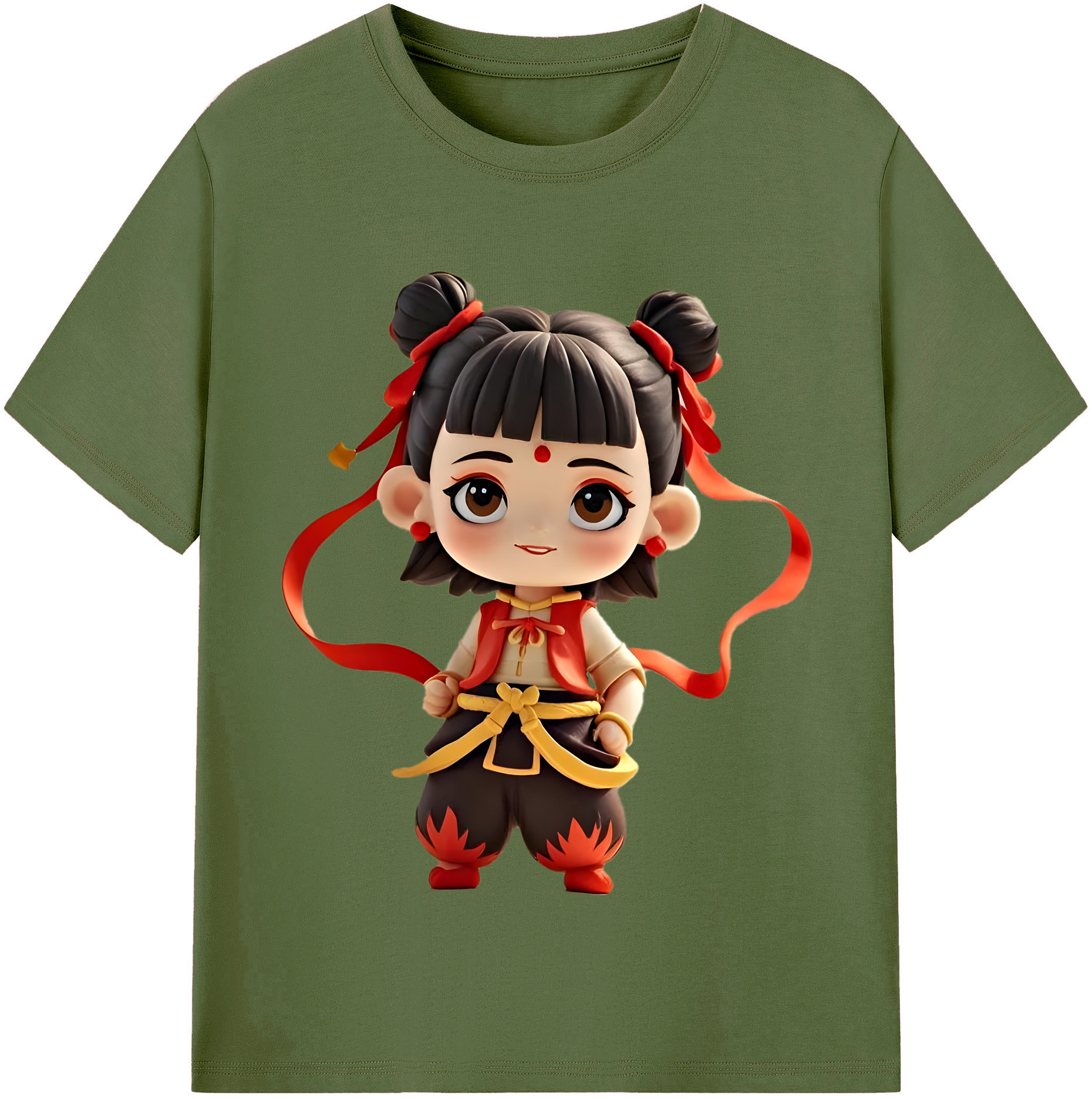 （画像用） Ne Zha 2 ナタ 魔童の大暴れ 綿100％半袖Tシャツ（フロントプリント）